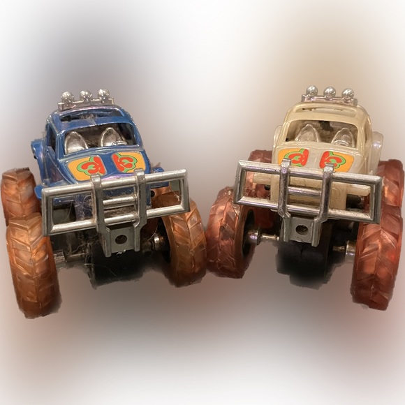 Vintage VW Beetle Monster Trucks Pair 1980s PullBack and Go - Picture 1 of 3